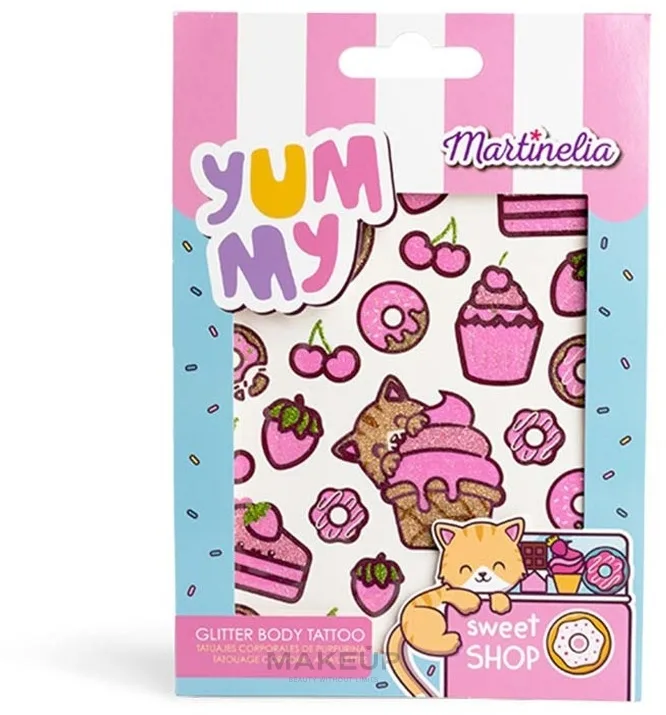 Временные татуировки Martinelia Yummy Glitter Body Tattoo с блёстками, с котятами и сладостями, для детей