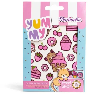 Временные татуировки Martinelia Yummy Glitter Body Tattoo с блёстками, с котятами и сладостями, для детей
