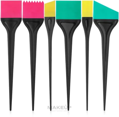 Набор силиконовых кистей для окрашивания волос Perfect Beauty, 6 предметов разной формы, 6 шт