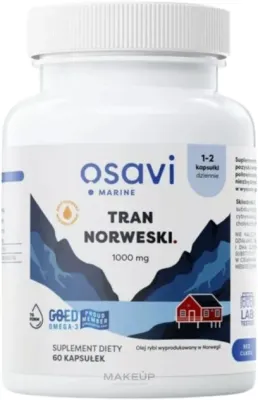 БАД Osavi / Tran Norweski 1000 mg, жир печени трески, лимон, 60 / 90