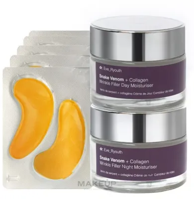 Dr. Eve_Ryouth набор для лица Snake Venom + Collagen Wrinkle Filler: дневной и ночной крем против морщин 50 мл + патчи для глаз 24K Gold 5x2 шт