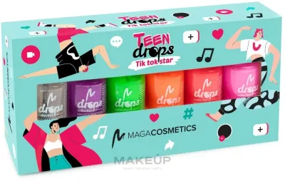Набор лаков для ногтей Maga Cosmetics Teen Drops Tik Tok Star V.01, быстросохнущие, 6 x 6 мл