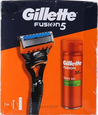 Мужской набор Gillette Fusion 5 гель для бритья для чувствительной кожи и бритва 200 мл уценка