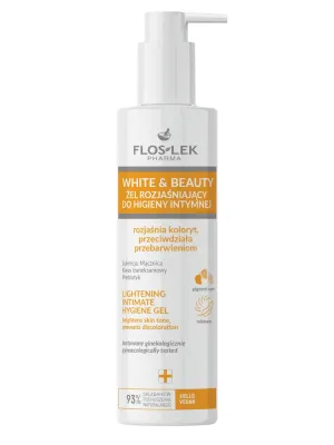 Floslek White and Beauty гель для интимной гигиены осветляющий 225 мл, средство с молочной кислотой и пантенолом
