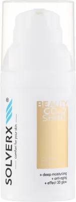 Крем для лица и век Solverx Beauty Gold Shine с золотистым сиянием и пептидами 30 мл