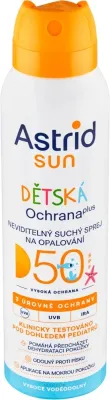 Astrid Sun Kids спрей солнцезащитный сухой невидимый детский SPF 50, защита UVA, UVB и IR, водостойкий, 150 мл