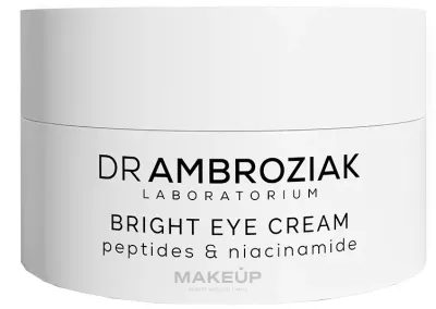 Крем для области вокруг глаз Dr Ambroziak Laboratorium Bright с пептидами ниацинамидом и миндальным маслом для выравнивания тона 15 мл