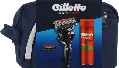 Мужской набор Gillette Proglide гель для бритья с миндальным маслом бритва и косметичка 200 мл уценка