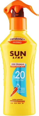 Спрей для тела Sun Like Body Milk SPF 20 New Formula молочко легкое 200 мл