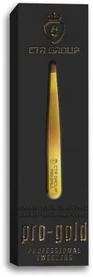 Пинцет для бровей CTR Pro-Gold Professional Tweezers с золотым покрытием, 1 шт