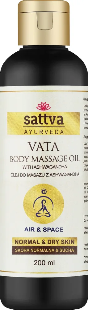 Органическое масло для массажа тела Sattva Ayurveda Vata аюрведическое с травами