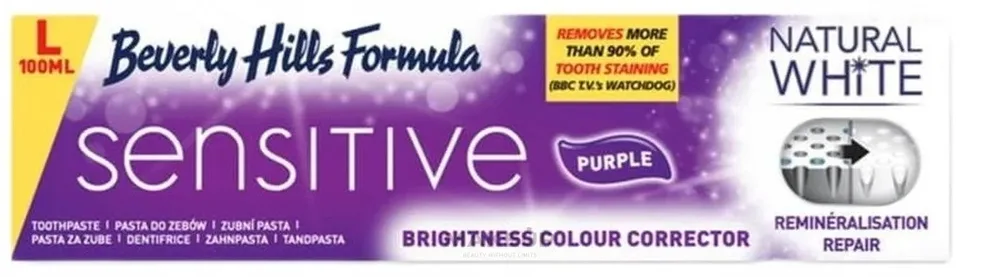 Beverly Hills Formula Pasta do zębów wrażliwych - Зубная паста Beverly Hills Natural White Sensitive Purple Toothpaste для чувствительных зубов, отбеливающая, 100 мл