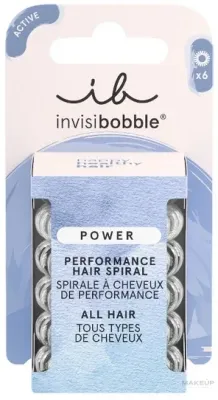Резинка-браслет для волос Invisibobble Power Crystal Clear прозрачная, спиральная, 6 шт