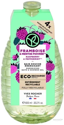 Гель для душа и ванны Yves Rocher Малина и мята, сменный блок, 600 мл
