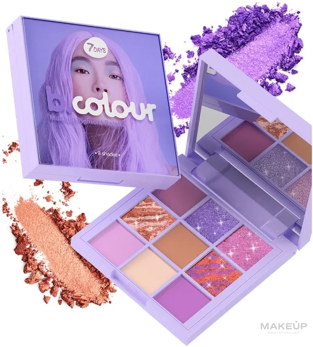 Палетка теней для век 7 Days B.Colour Eyeshadow Palette 9 оттенков, оттенок 01 - Violet Macarons