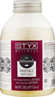 Styx Naturcosmetic Be Relaxed соль для ванны лавандовая 500 г, морская соль с маслом лаванды и иланг-иланга, расслабляющая, Lavender Bath Salts