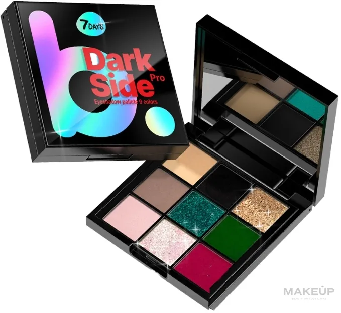 Палетка теней для век 7 Days Dark Side Eyeshadow Palette 9 оттенков, оттенок 01 - Black Mamba
