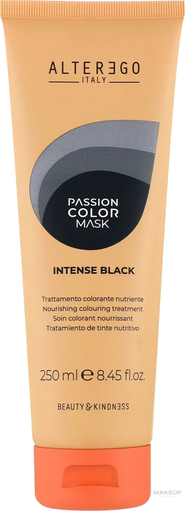 Alter Ego Italy Alter Ego Passion Color Mask - Тонирующая маска для окрашенных волос Alter Ego Passion Color освежение оттенка, масло ши, протеины люпина и хлореллы, пигменты, 250 мл, оттенок Intense Black