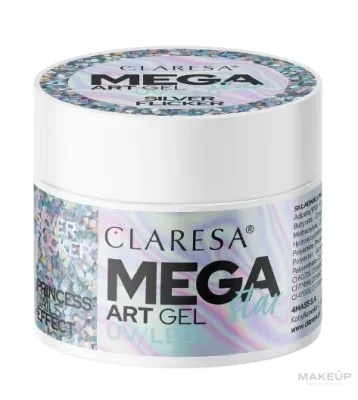 Гель для стилизации ногтей Claresa Megastar UV/LED Art Gel, полупрозрачный, с блестящими кусочками фольги, 10 г
