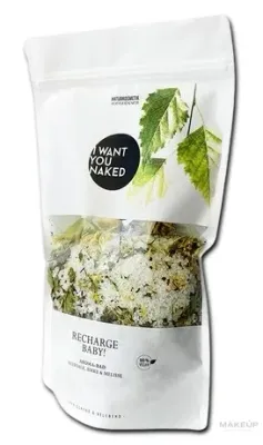 I Want You Naked Recharge Baby соль для ванны ароматическая Birch and Balm сменный блок 620 г, морская соль для ванны с берёзой, мелиссой и цветами