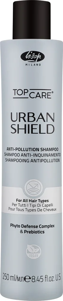 Шампунь Lisap Top Care Urban Shield от городских загрязнений, с экстрактом селагинеллы, инулином и ферментом лактобактерий, 250/1000 мл, Италия