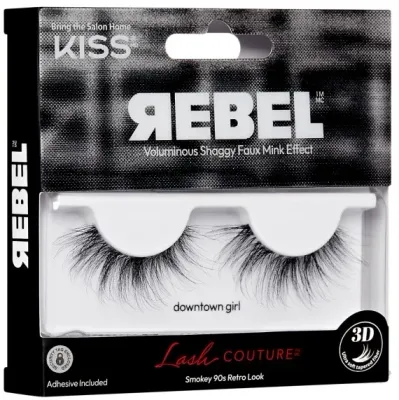 Ресницы накладные Kiss Lash Couture Rebel Downtown Girl из искусственной норки, с тонкой лентой, 2 шт