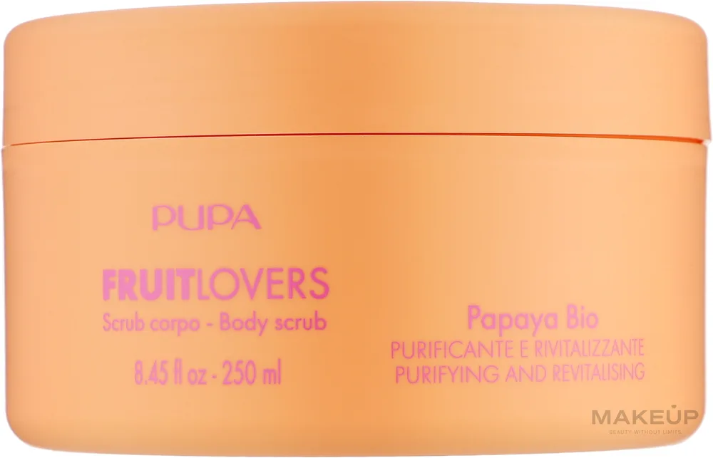 Pupa Pupa Fruit Lovers Papaya Bio Body Scrub - Очищающе-восстанавливающий гель-скраб для тела с папайей Fruit Lovers 250 мл