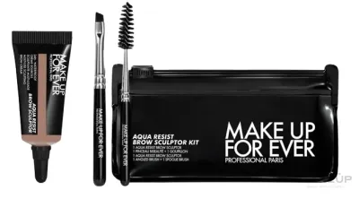 Набор Make Up For Ever Aqua Resist Brow Sculptor крем для бровей 6.5 г плоская кисть кисть для бровей и косметичка