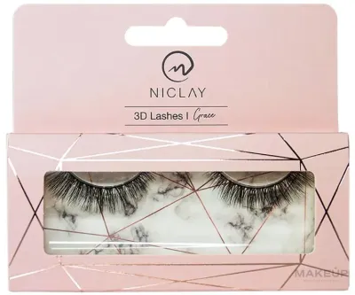Ресницы накладные Niclay 3D Lashes Grace подкрученные, многоразовые, 2 шт