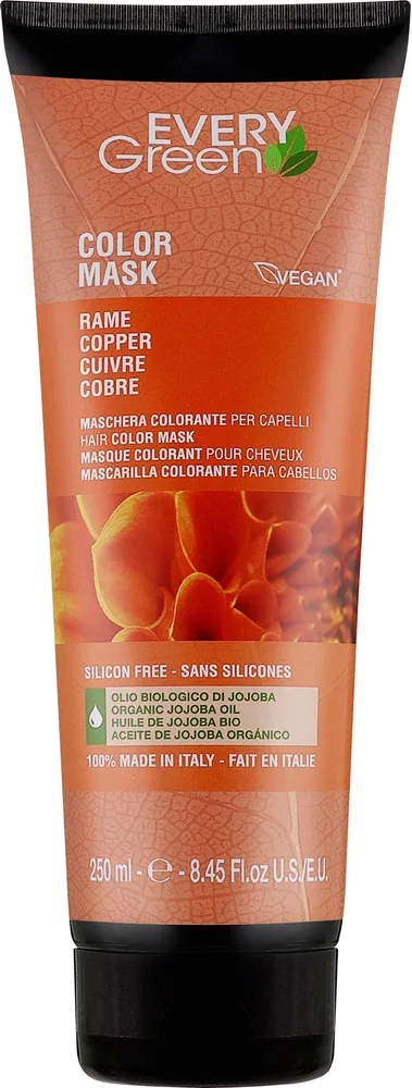 Тонирующая маска для волос EveryGreen Hair Color, органическое масло жожоба, тонирующие пигменты, 250 мл, оттенок Copper