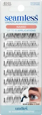 Ресницы накладные Ardell Seamless Underlash Extensions Naked пучковые, чёрные, разной длины, 32 шт
