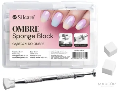 Спонжи для маникюра омбре Silcare, в коробке с пинцетом, 80 шт