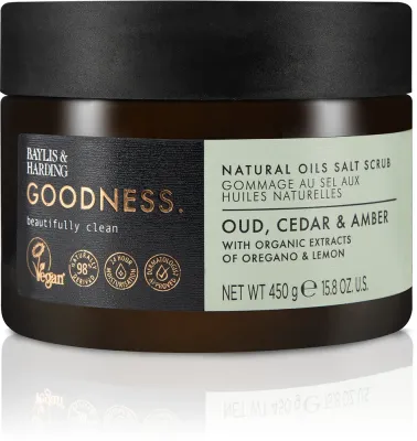 Baylis & Harding Baylis & Harding Goodness Oud Cedar & Amber Natural Oils Salt Scrub - Солевой скраб для тела Goodness Oud Cedar & Amber с натуральными маслами 450 г