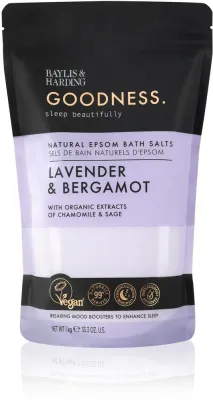 Baylis & Harding Baylis & Harding Goodness Sleep Lavender & Bergamot Natural Epsom Bath Salts - Baylis and Harding Goodness соль для ванны английская Sleep Lavender and Bergamot 1000 г, соль Эпсома с лавандой и бергамотом, магниевая соль для ванны