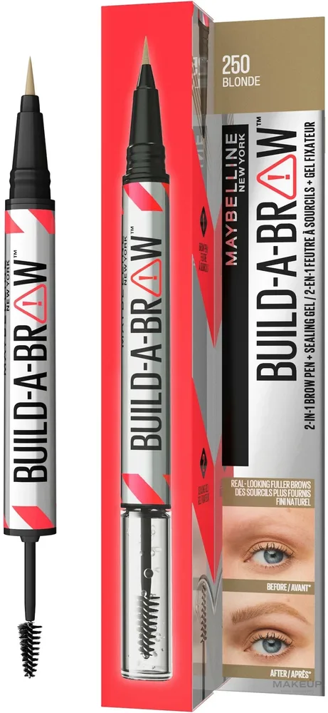 Карандаш для бровей Maybelline New York Build-A-Brow 2-in-1 гелевый, водостойкий, с фиксирующим гелем, оттенок 255 - Soft Brown