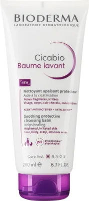 Bioderma Cicabio Soothing Protective Cleansing Balm очищающий бальзам для лица и тела 200 мл, успокаивающее средство для умывания и душа