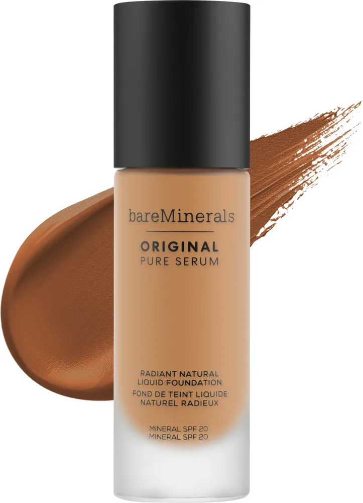 Bare Minerals Rozświetlający podkład do twarzy w płynie - Тональный флюид-сыворотка BareMinerals Pure Serum сияющий минеральный SPF 20, 30 мл/ Бэйр Минералс, оттенок 4.5 - Medium Deep Cool