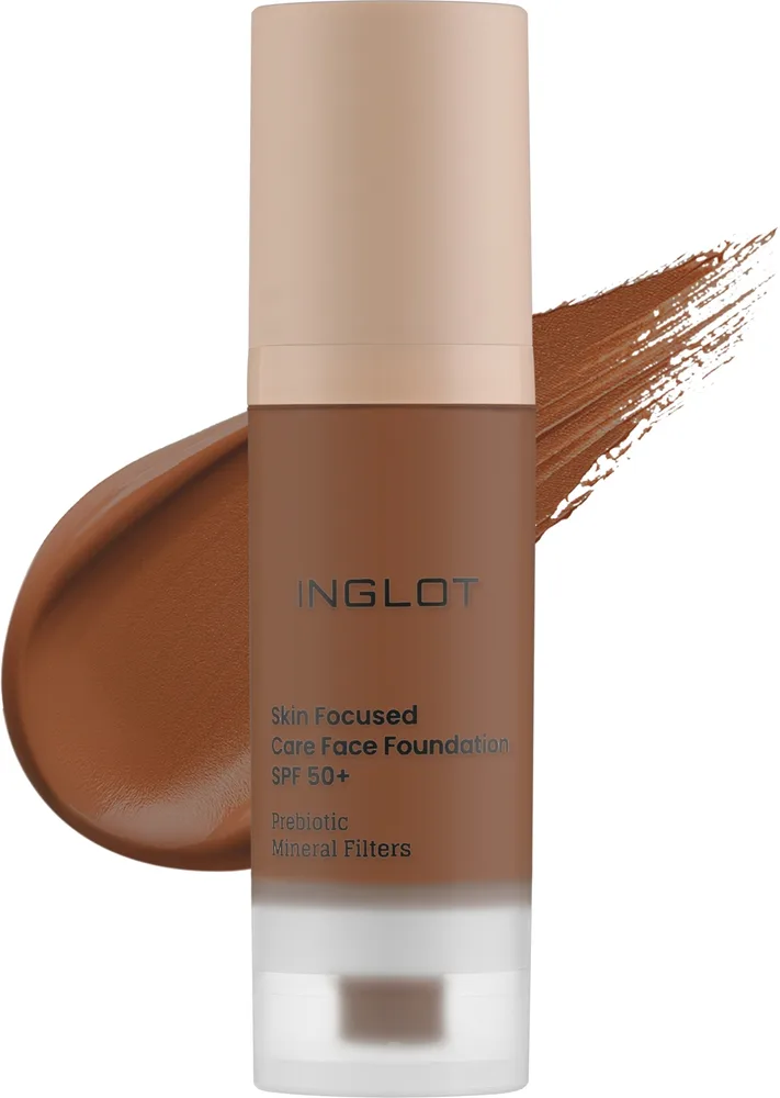 Тональный флюид Inglot Skin Focused Care Face Foundation ухаживающий веганский SPF 50, 30 мл, оттенок 315 - Deep Amber