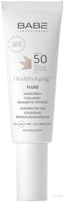 Флюид солнцезащитный Babe Laboratorios Healthy Aging Anti-Age с коллагеном и пептидами, SPF 50, 40 мл