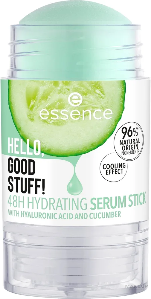 Essence Hello Good Stuff! 48h Hydrating Serum Stick увлажняющая сыворотка-стик для лица 30 г, охлаждающая с гиалуроновой кислотой и огурцом