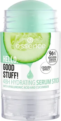 Essence Hello Good Stuff! 48h Hydrating Serum Stick увлажняющая сыворотка-стик для лица 30 г, охлаждающая с гиалуроновой кислотой и огурцом