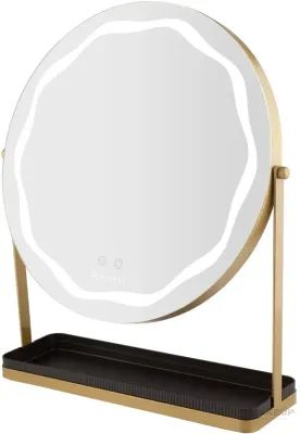 Зеркало косметическое Beautifly Round LED Vanity Mirror круглое, подсветка LED, три цвета света, сенсорное управление, 1 шт