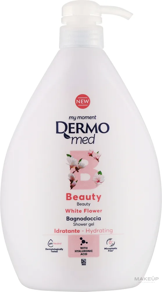 Гель для душа DermoMed Beauty White Flower с гиалуроновой кислотой, 1000 мл