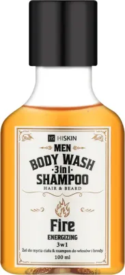Гель-шампунь для мужчин HiSkin Men Body Wash Gel And Shampoo Fire, для тела, волос и бороды, 3 в 1, 100 мл