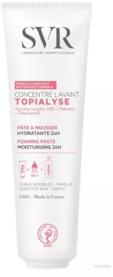 SVR Topialyse Concentre Washing Foaming Paste паста для мытья тела и лица для сухой и чувствительной кожи, с ниацинамидом 100 г