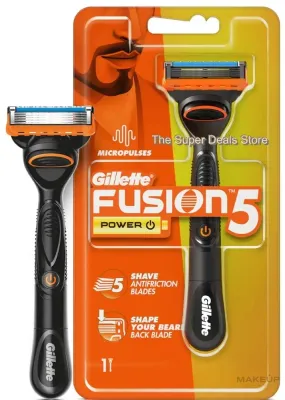Бритвенный станок Gillette Fusion 5 Power Micropulses, с микровибрациями, 5 лезвий, триммер, 1 сменная кассета