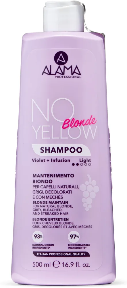 Шампунь для нейтрализации жёлтых оттенков Alama No Yellow Blonde Daily Shampoo, для окрашенных, светлых и седых волос