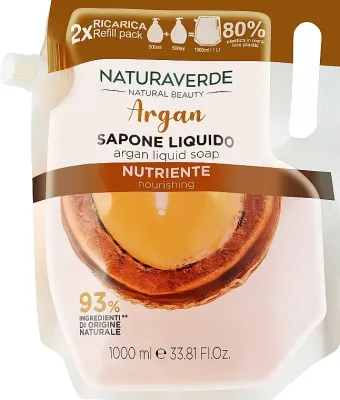 Мыло жидкое Naturaverde Argan с аргановым маслом, сменный блок 1000 мл