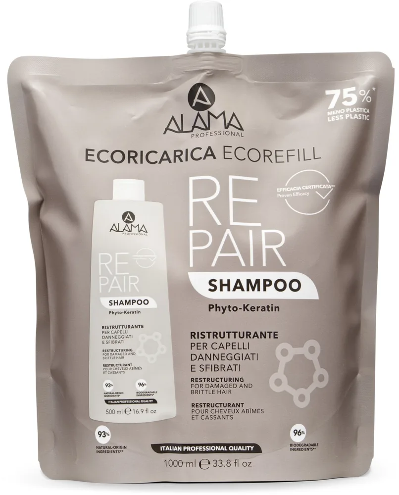 Шампунь для повреждённых волос Alama Repair Shampoo, с кератином, сменная упаковка