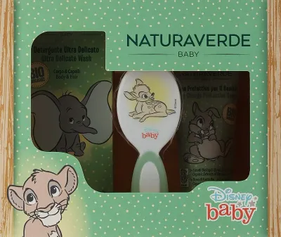 Набор Naturaverde Disney Baby гель для купания 200 мл детский крем с овсом и ромашкой 100 мл и щетка
